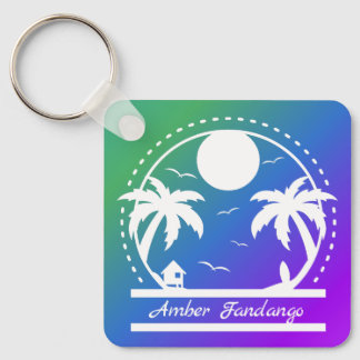 Tropical Summer (green-blue-purple gradient) Keychain