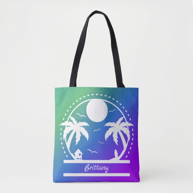 Tropical Summer (green-blue-purple gradient) Tote Bag (Front)