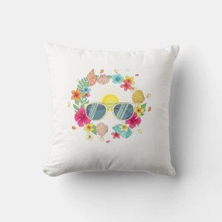 Tropical Summer Heart Sunglasses Throw Pillow | Cu