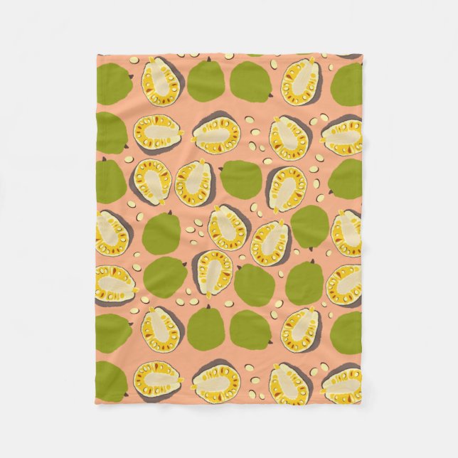 Tropical Summer Jackfruit Pattern - Exotic Fruit Fleece Blanket (Front)