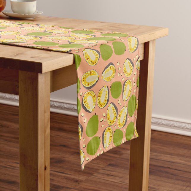 Tropical Summer Jackfruit Pattern - Exotic Fruit Long Table Runner (In Situ)
