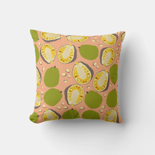 Tropical Summer Jackfruit Pattern - Exotic Fruit Throw Pillow