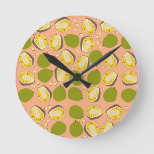 Tropical Summer Jackfruit Pattern - Exotic Kitchen Round Clock