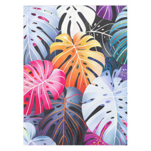 Tropical Summer Monstera Leaves Tablecloth