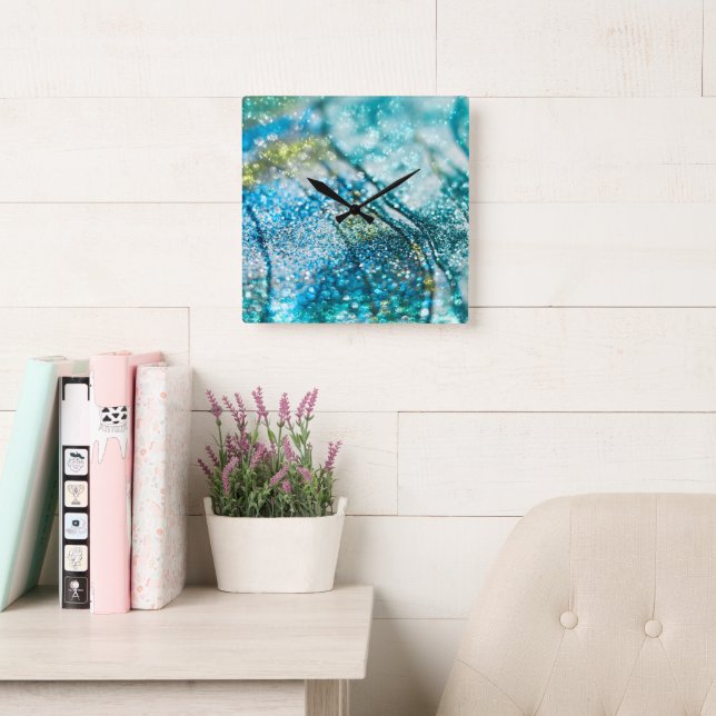 Tropical Summer Oceanic Glitter Glam 2 Square Wall Clock (Reading Room)
