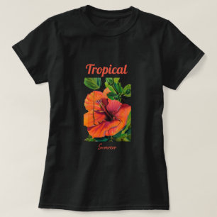 Tropical Summer orange hibiscus T-Shirt