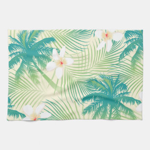 Tropical summer palm trees kitchen towel