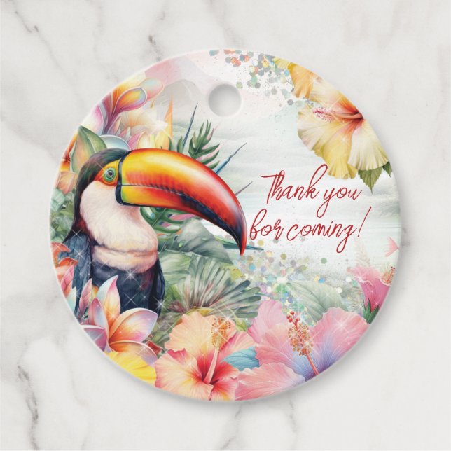 Tropical Summer Party Gift Bag Tags (Front)