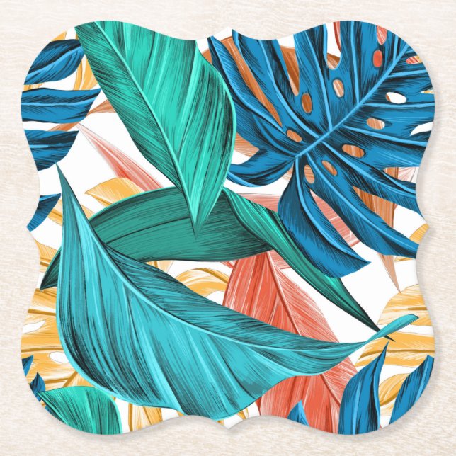 Tropical summer pattern Paper Coaster (Front)