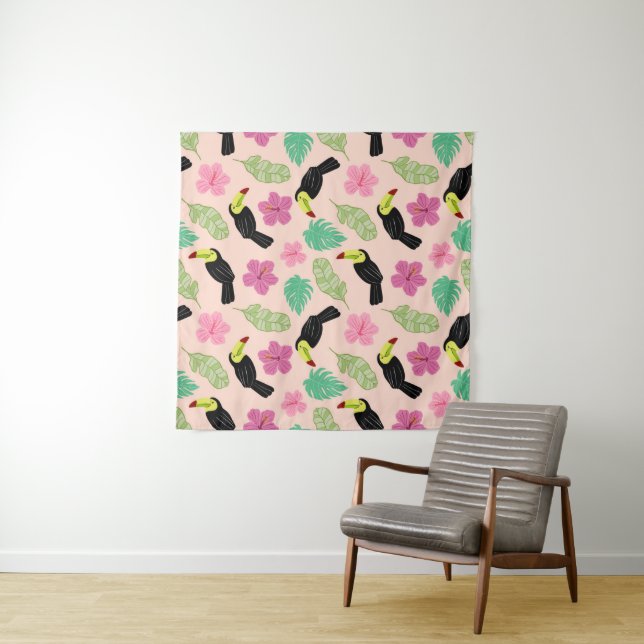 Tropical summer pattern tapestry (In Situ)