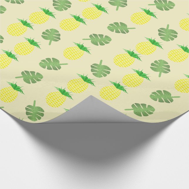 Tropical Summer Pineapple and Palm Leaves Pattern Wrapping Paper (Corner)
