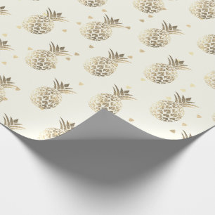 Tropical summer pineapple fruit gold sepia lux wrapping paper