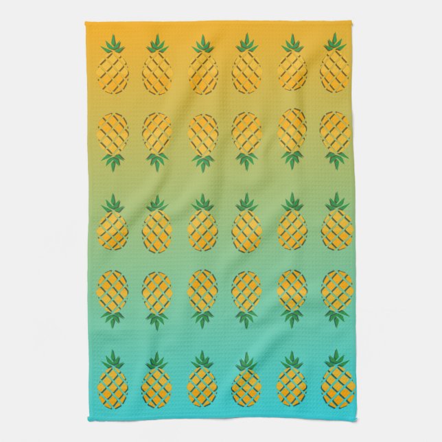 Tropical Summer Pineapple Kitchen Towel (Vertical)