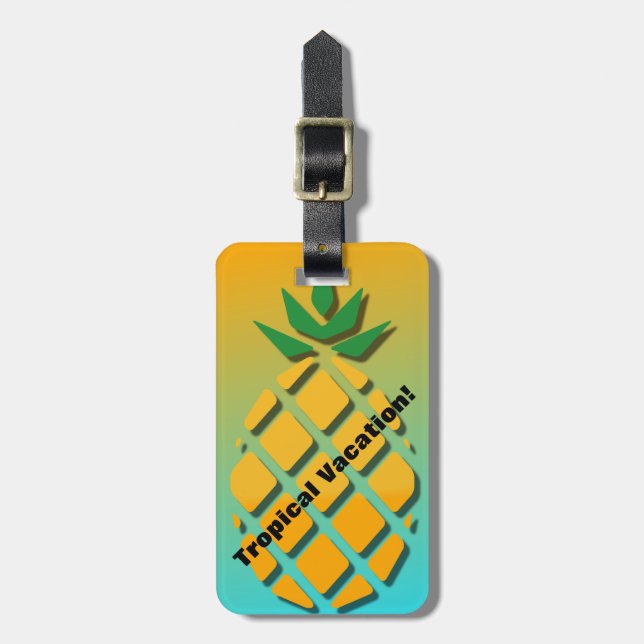 Tropical Summer Pineapple Luggage Tag (Front Vertical)