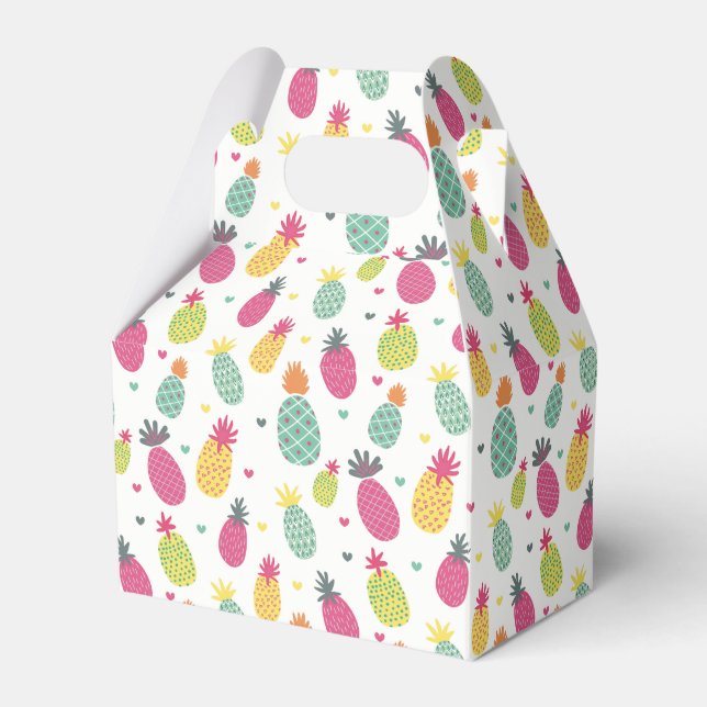 Tropical Summer Pineapple pattern Favor Box (Front Side)
