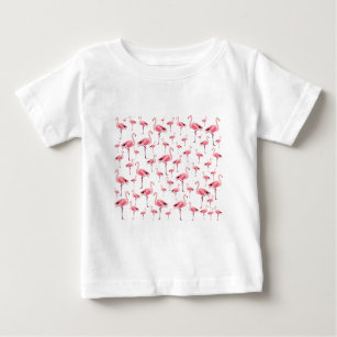 Tropical Summer Pink Flamingo Pattern Baby T-Shirt
