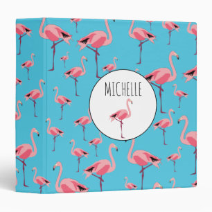 Tropical Summer Pink Flamingo Pattern Binder