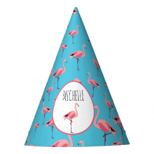 Tropical Summer Pink Flamingo Pattern Birthday Party Hat