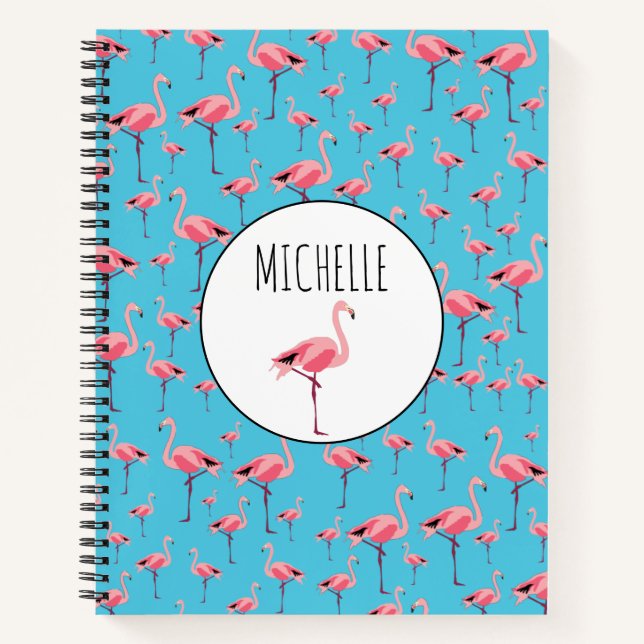 Tropical Summer Pink Flamingo Pattern Carnet (Devant)