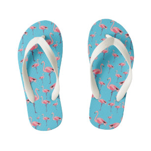 Tropical Summer Pink Flamingo Pattern Kid's Flip Flops