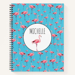Tropical Summer Pink Flamingo Pattern Notebook