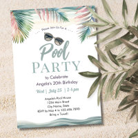 Tropical Summer Pool Party Birthday 