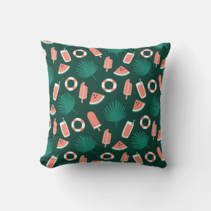 Tropical Summer Refreshments Pattern Throw Pillow