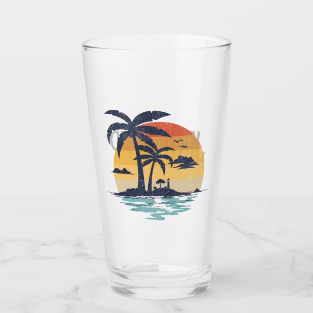 Tropical summer scene glass (Front)
