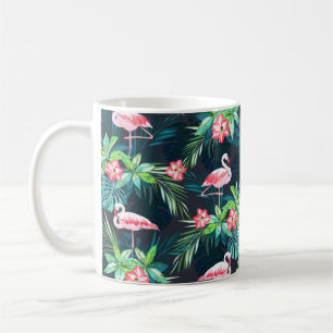 Tropical summer seamless pattern with flamingo bir coffee mug
