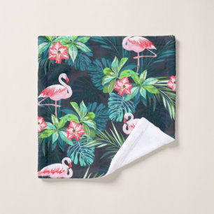 Tropical summer seamless pattern with flamingo bir wash cloth