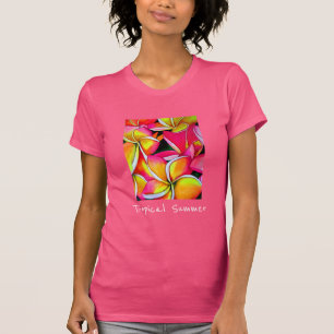 Tropical Summer slogan Frangipani flower art T-Shirt