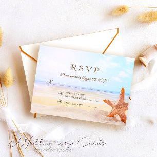 Tropical Summer Starfish Beach Wedding RSVP Card