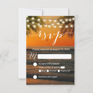 Tropical Summer Sunset Beach Wedding RSVP