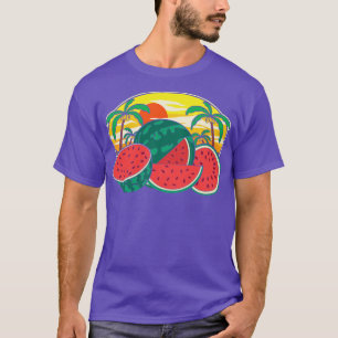 Tropical Summer Sunset Palm Trees Exotic Fruit Mel T-Shirt