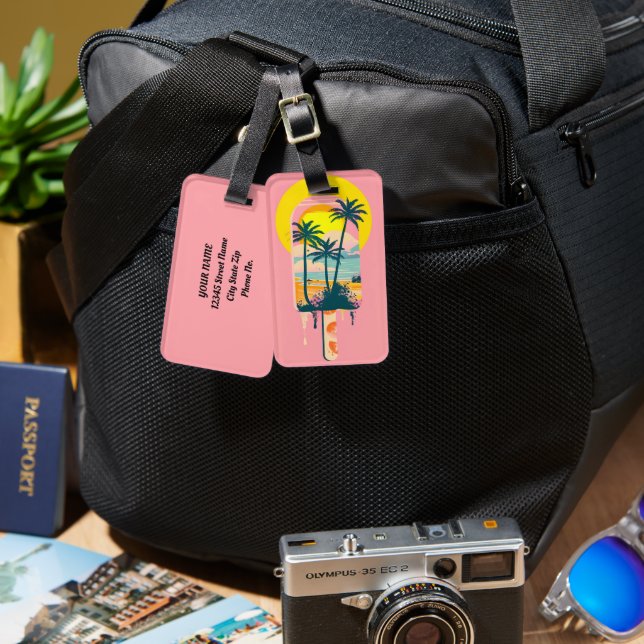 Tropical Summer Sunset Sweets Paradise Luggage Tag (Front & Back)