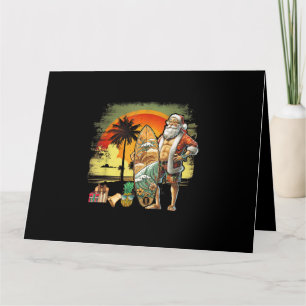Tropical Summer Surfing Santa Claus 6 Pack Christm Card
