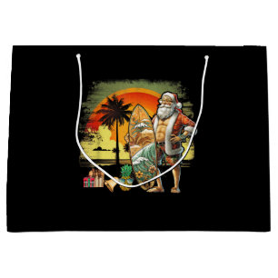 Tropical Summer Surfing Santa Claus 6 Pack Christm Large Gift Bag