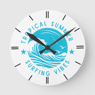 Tropical Summer Surfing Vibes Horloge murale - Rid