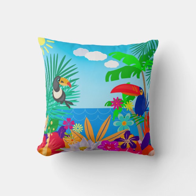 Tropical Summer Throw Pillow (Front)