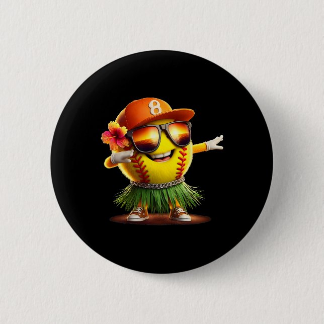 Tropical Summer Vacation Funny Hawaii Softll Ll Ha 2 Inch Round Button (Front)