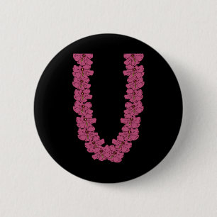 Tropical Summer Vacation Hawaiian Flower Chain Lei 2 Inch Round Button