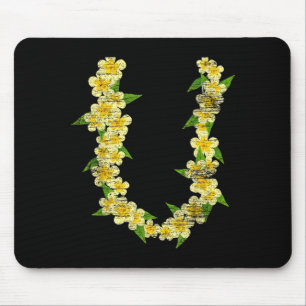 Tropical Summer Vacation Hawaiian Flower Chain Lei Mouse Pad