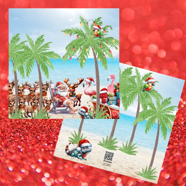 Tropical Summer Vibes Christmas In July Party Holiday Card (Creator Uploaded)
