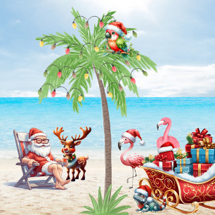Tropical Summer Vibes Christmas In July Party Throw Pillow