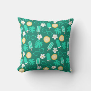 Tropical Summer Vibes Pattern Throw Pillow