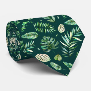 Tropical summer watercolor palm leaves tie