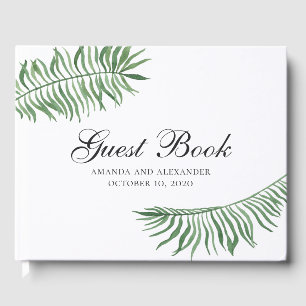 Tropical summer wedding. Green exotic botanical Guest Book