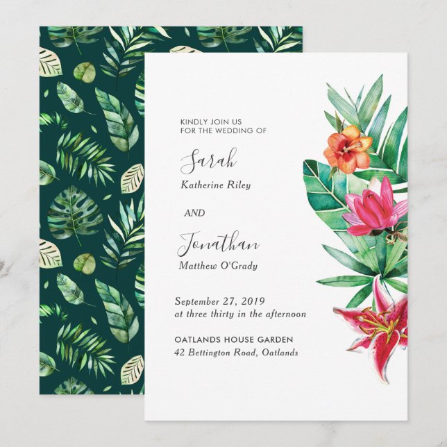 Tropical summer wedding invitation (Front/Back)