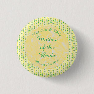Tropical Summer Wedding Pineapple and Palm Leaves 1 Inch Round Button