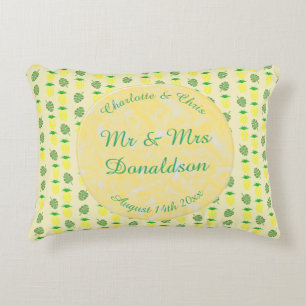 Tropical Summer Wedding Pineapple and Palm Leaves Accent Pillow